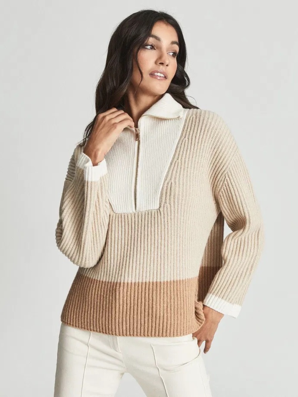 NWOT Women’s REISS Jackie Half-Zip Colorblock Sweater size SMALL